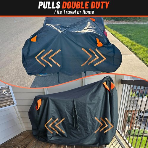 Bike Cover for Transport on Rack, 600D Oxford Bike Rack Cover Heavy Duty Bicycle Covers Outdoor Storage Waterproof Bike Covers for 1 Bikes on Rear Bike Rack for Mountain Road Electric City Bike