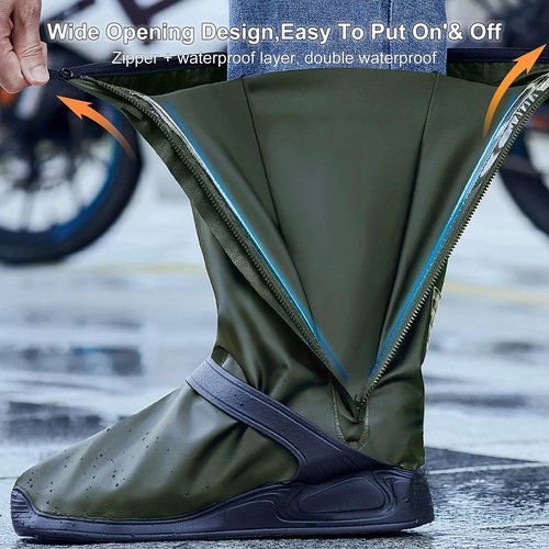 Rain Shoe Covers Waterproof Rain Boot Shoe Cover for Men and Women (Green, XXL)
