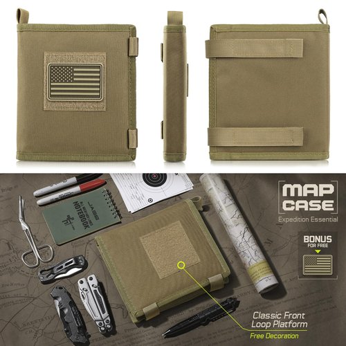 LIVANS Tactical Pouch Military Map Case Holder Army Foldable Map Storage Pouch Multifunctional for Outdoors or Hiking - 13"x10" Clear Viewing Area,1000D Oxford + Waterproof TPU
