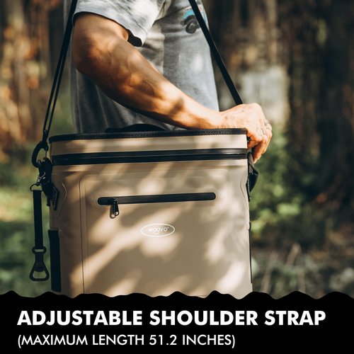 WOOVO 20 Can Cooler Bags Insulated, 100% Leakproof Design with Welded Seams, Soft-Sided Ice Chest for Camping, Picnic (Airtight Zipper, Adjustable Strap, Mesh Pockets, Bottle Opener), Grey