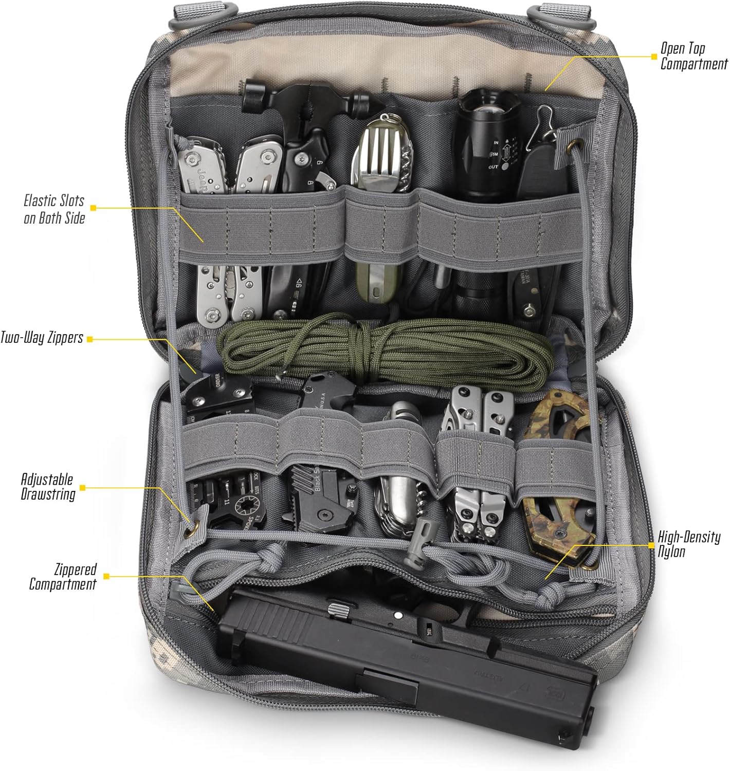 WYNEX Tactical Admin Molle Pouch, Medical EDC EMT Utility Bag Shell Design Attachment Pouches 1000D Nylon Hiking Belt Bags