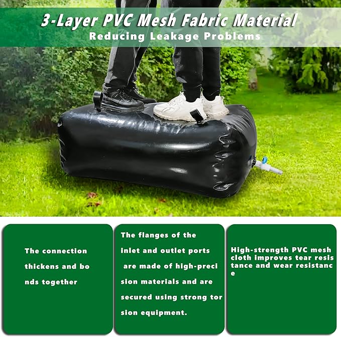 MXQMKL 113 L/30 gal Water Bladder Storage Containers, Foldable Portable Water Tank Large Capacity Soft Water Bag, Drought Resistance, Fire Prevention, Emergency Water