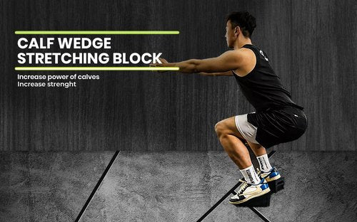 Peak EX Squat Wedge Block - 2 Pcs Heel Elevated Squat Wedges with 5 Resistance Bands | Workout, Weightlifting, Calf Stretcher | Exercise Foot Wedges for Squats and Yoga | Slant Board for Squats
