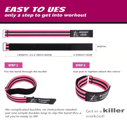 BFR Occlusion Bands for Women Glutes (Pink),Blood Flow Restriction Bands for Legs, Butt & Hip Building, Workouts, Best Fabric Resistance Bands for Squat Butt & Thigh
