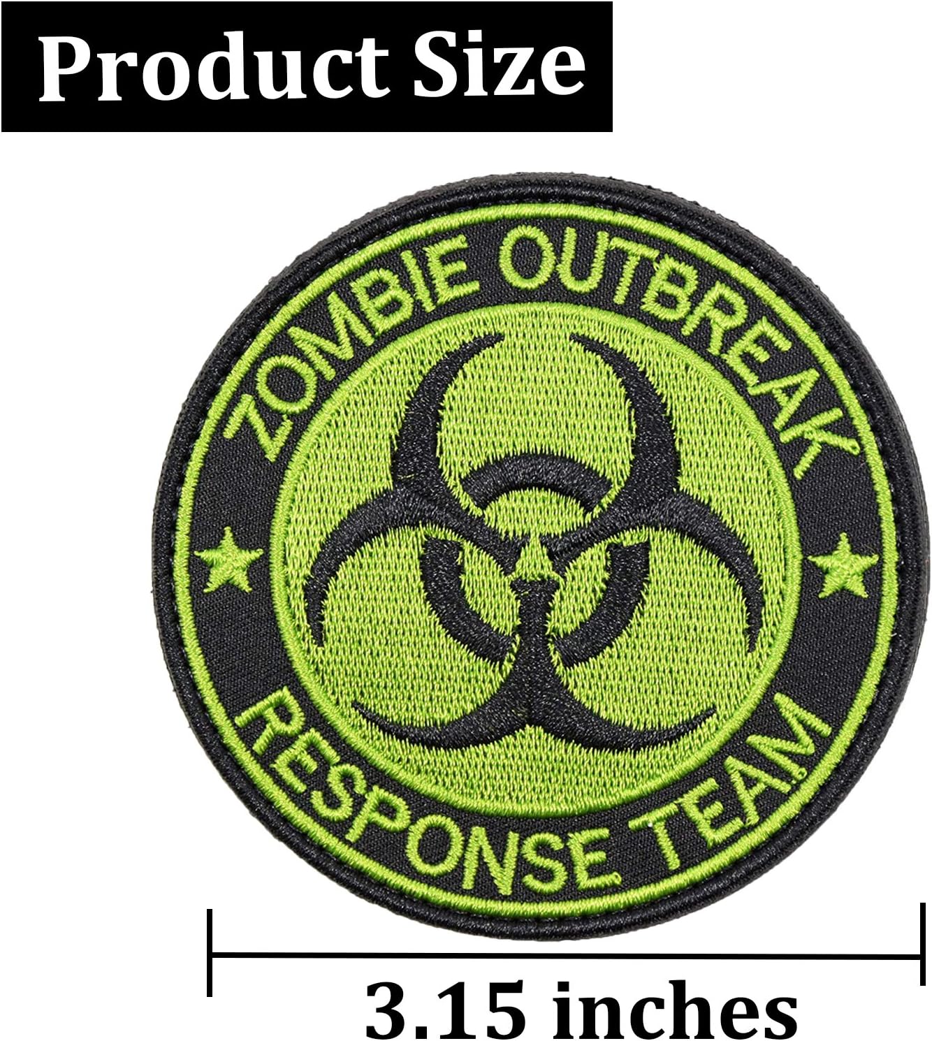 Zombie Outbreak Response Team Patch Biohazard Patches Embroidered Applique Hook&Loop Patch Tactical Patch(Black+Green)