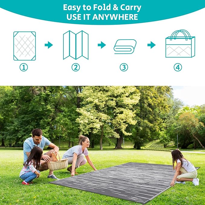 HEBE Outdoor Rug 6' x 9' Waterproof for Patios Clearance, Reversible Plastic Straw Rug Camping Carpet, Indoor Outdoor Area Rugs Patio Mats for RV,Picnic,Backyard,Deck,Balcony,Porch