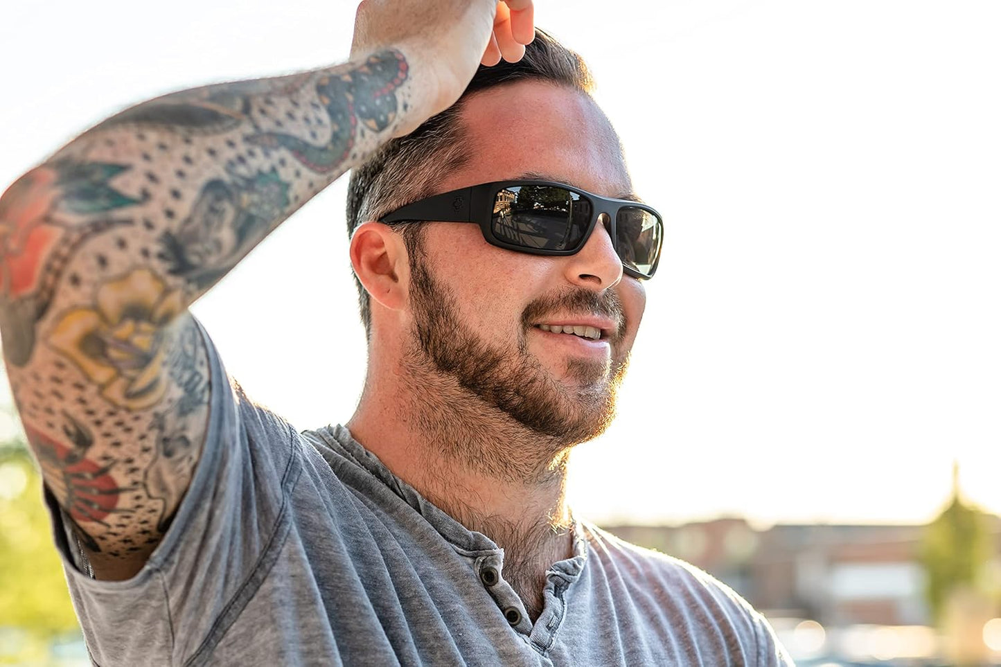 SPY Optic Piper, Rectangular Wrap Sunglasses, Color and Contrast Enhancing Lenses