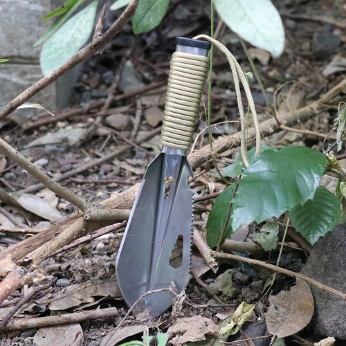Tactical Mini Hand Shovel Small Camping Shovel Portable Backpacking Trowel Survival 7 in 1 Shovel Versatile Gardening Trowel for Camping, Gardening, Outdoor Survival (Silvery)