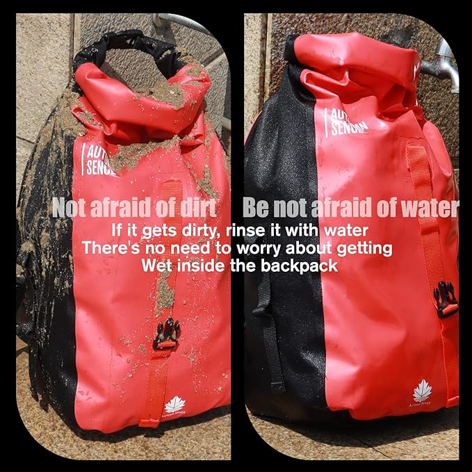 Dry Bags Waterproof Backpack, Waterproof backpack for boating,Floating,hiking, camping and other outdoor activities 25L.(Red)