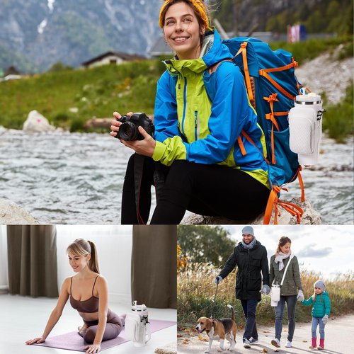 Water Bottle Carrier Bag with Removable Phone Pocket for Stanley 40oz Tumbler, Stanley Purse for Spots&Outdoors, Stanley Cup Accessories with Adjustable Shoulder & Hand Strap, White