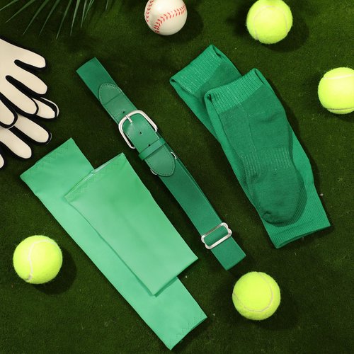 Tradder 1 Pair of Youth Softball Baseball Socks Baseball Belt and Arm Sleeve Combo for Men Boy Girl Football Sports Gift Set(Green)