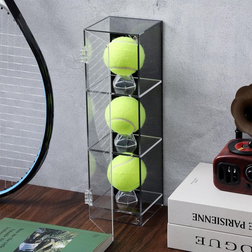 Threehoney 3 Baseball Display Case Cabinet Wall Mount Clear Acrylic Ball Shadow Box for Baseball Tennis Ball Box with Removable Ball Stand Holder Collector Memorabilia Autograph Display Box