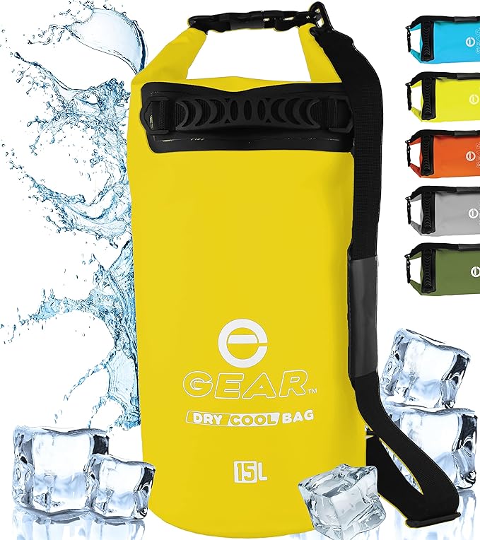 Dry Bag Floating Cooler - Roll Top Insulated Backpack – Portable, Collapsible, Waterproof with Padded Shoulder Strap - Perfect for Kayaking Fishing Beach Hiking -15L