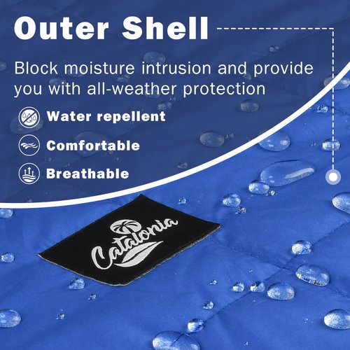 Catalonia Outdoor Windproof Wearable Stadium Blanket, Oversized Waterproof Wearable Blanket Poncho, Warm Insulated Hooded Coat for Football Games, School Sporting Events, Camping, Travel, Blue