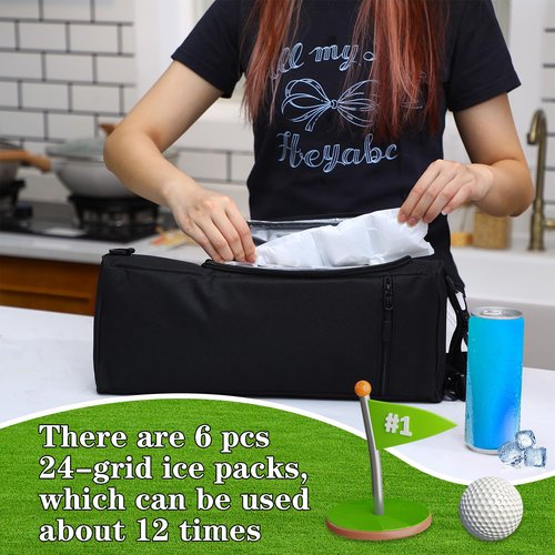 Sonwyoung Golf Bag Cooler with 6 Ice Pack Golf Accessories Insulated Golf Bag Cooler Sleeve to Hold 6 Cans or 2 Wine Bottles Insulated Cool Beverage Storage for Men Dad Husband Gift
