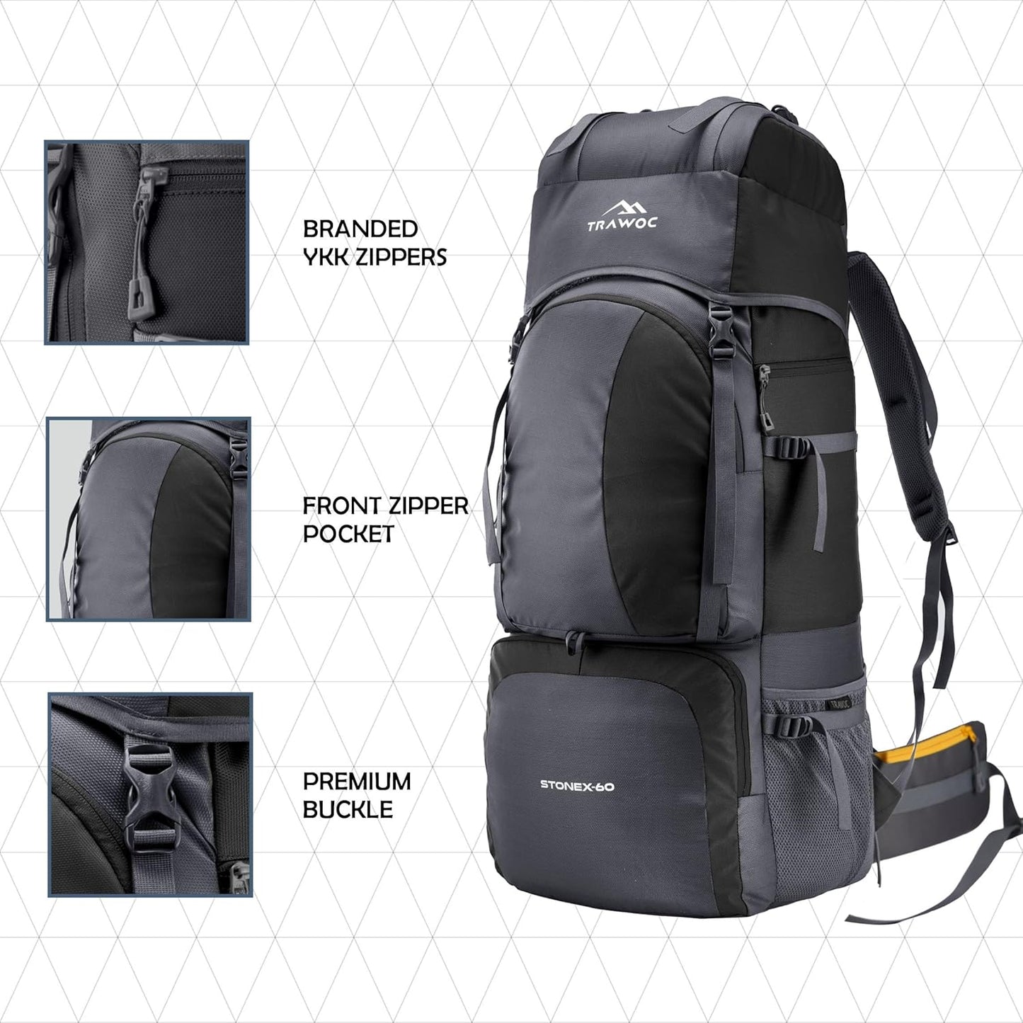 STONEX 60 Ltr Travel Backpack Trekking Rucksack bag for Men & Women Travel Camping Hiking Backpack, Sky Blue