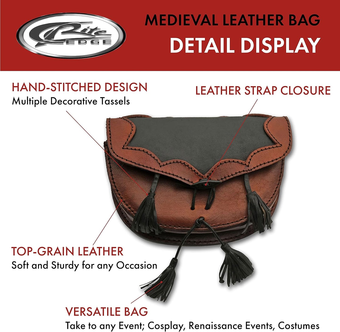 SZCO Supplies Medieval Black/Brown Belt Bag Leather Bag