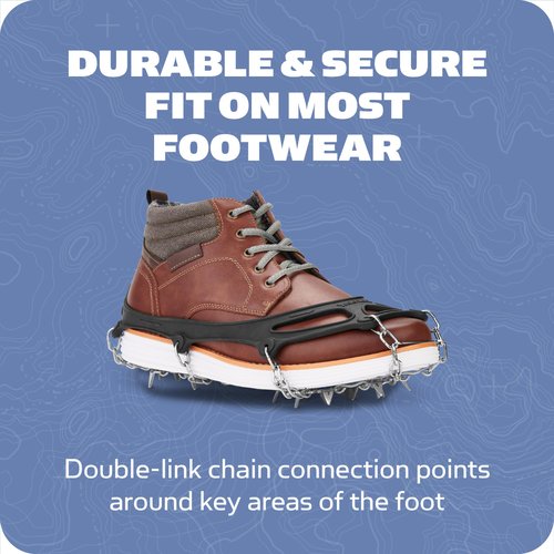 Yaktrax Adventure Grip Crampons- Durable Winter Traction Device with Stainless Steel Spikes for Ice and Snow, Flexible Rubber Upper, Fits Various Footwear, Ideal for Hiking and Mountaineering
