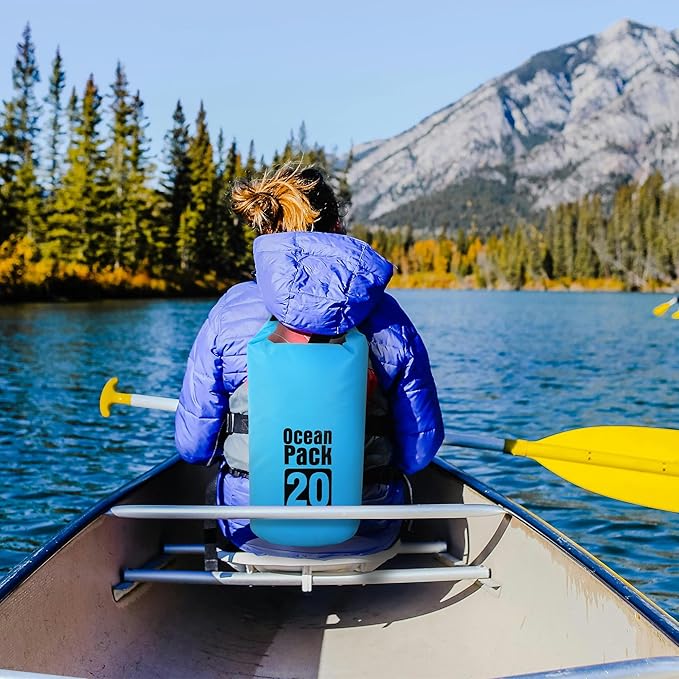 Dry Bag Waterproof for Women Men,10L Rolled Lightweight Dry Storage Bag Backpack with Phone Case for Travel,Swimming,Boating, Kayaking,Camping & Beach,Lake Blue