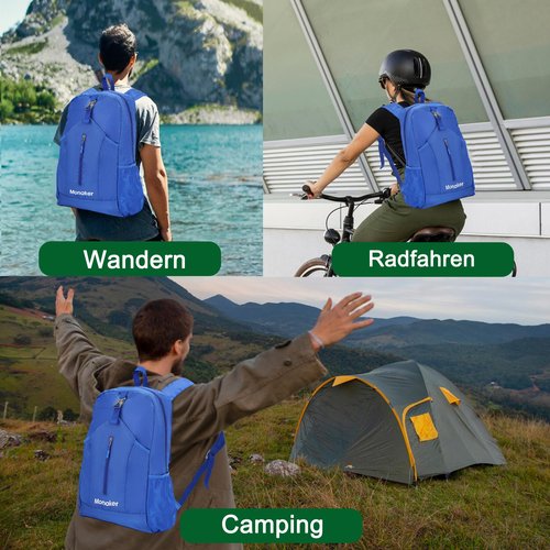 Monaker Ultralight 20L Foldable Backpack, Multi-Pocket Design, Compact to Palm-Sized, Ideal for Hiking, Travel & Daily Use