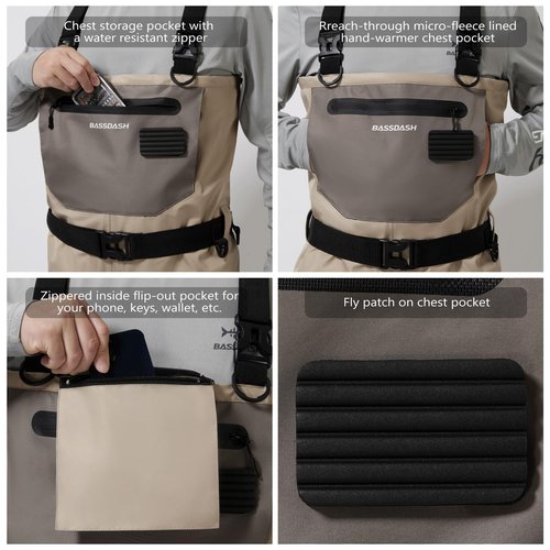 BASSDASH FW08 Men’s Breathable Waders Waterproof Fly Fishing Chest Fishing