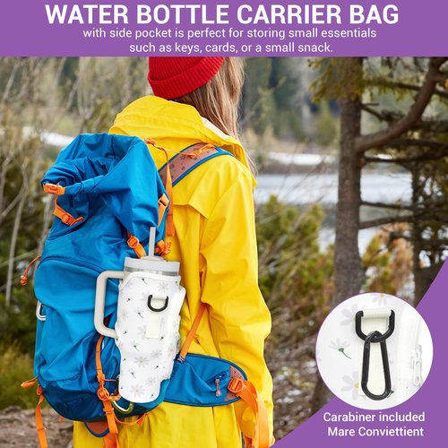 Uniquely Zia Stanley 40oz Tumbler Crossbody Bag with Adjustable Strap, Zipper Pocket and Key Holder (Daisy Print)