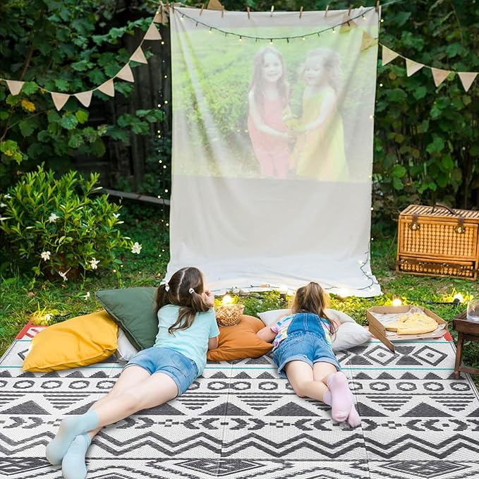 Outdoor Rugs Patio Camping Waterproof - 4x6 Plastic Straw Patio Rug Portable for Campers, Outside RVs Mat, Outdoor Area Carpet for Patios Clearance, Backyard Porch, Balcony, Picnic