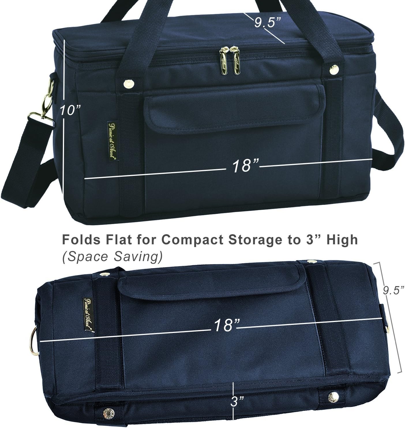 Picnic at Ascot 8025-BLB 42 Can Hybrid Semi-Rigid Folding Cooler, Navy/White