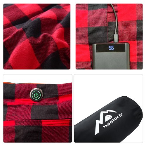 Mantuole Heated Sleeping Bag pad, Heated Sleeping Bag Liner, Type-C Input, 5+5 Heating Zones, Operated by Power Bank (Battery NOT Included) or Other USB Power Supply. Type-C.