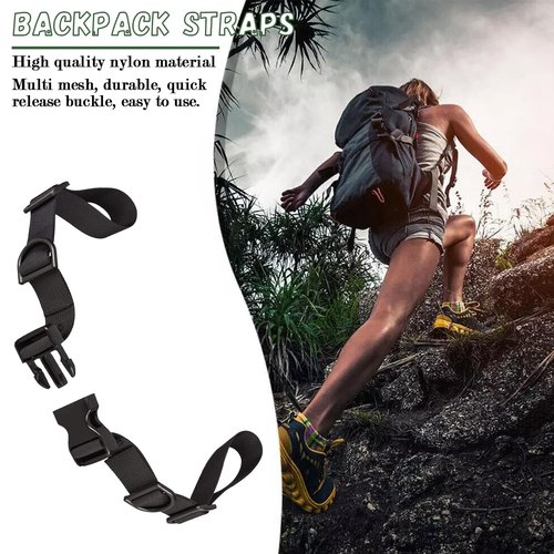 2 Pack Backpack Chest Straps,with 2 Quick Release Buckle,4 Slide Clips 10 Zipper pulls-Black US223