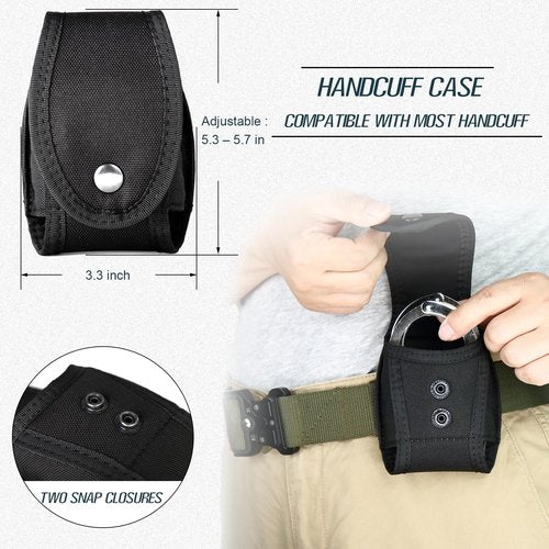 Handcuff Pouch for Duty Belt Hidden Snap Hand Cuff Holster for Law Enforcement Security Police Handcuffs Case Carry Bag for Chain/Hinge Handcuff Nylon Cuff Holder for Police Officer (Black)
