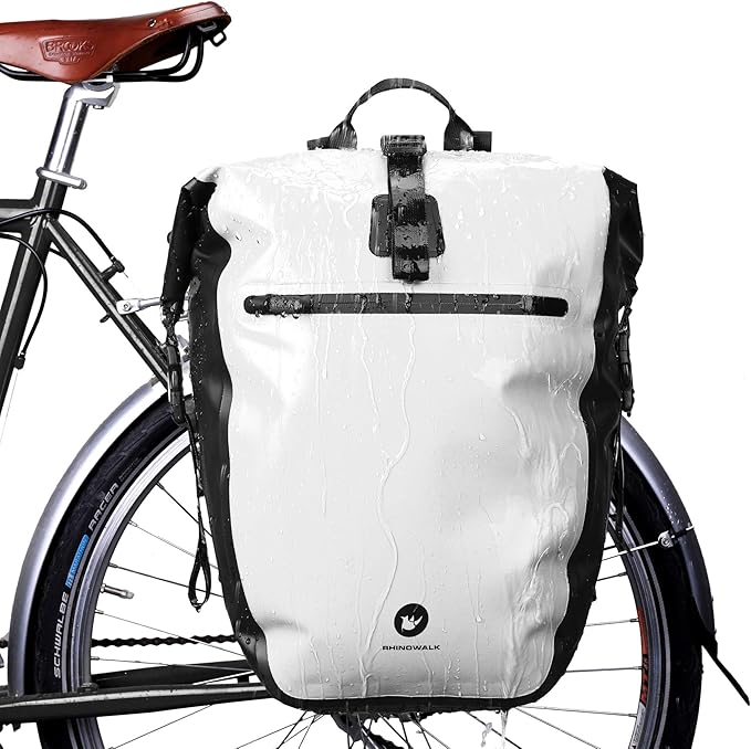 HUNTVP 27L Bike Pannier Bag Backpack Multifunctional Bicycle Bag Cycling Bicycle Rear Seat Trunk Pack Bag Bike Saddle Bag Backseat Pack Bag(White)