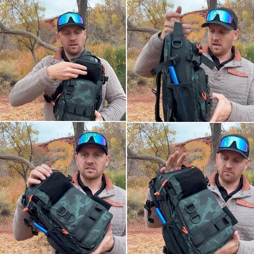 Chardime fishing backpack with rod holder,tackle backpack with adjustable straps for anglers - Versatile fishing bag(Big black camouflage)
