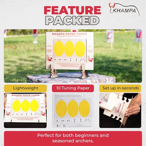 DIY Paper Tuning Archery Kit with 12 Paper Sheets- Portable & Reusable Archery Paper Tuner w/Stand for Hunting Seasons Hunter Accessaries