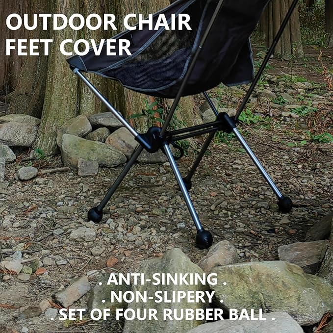 Fits 21-23mm Camping Chair Feets Rubber Ball Feet Anti Slipery Set of 4 Outdoor Chair Leg Cap Fishing Hiking， Compatible with Helinox Chair Zero One