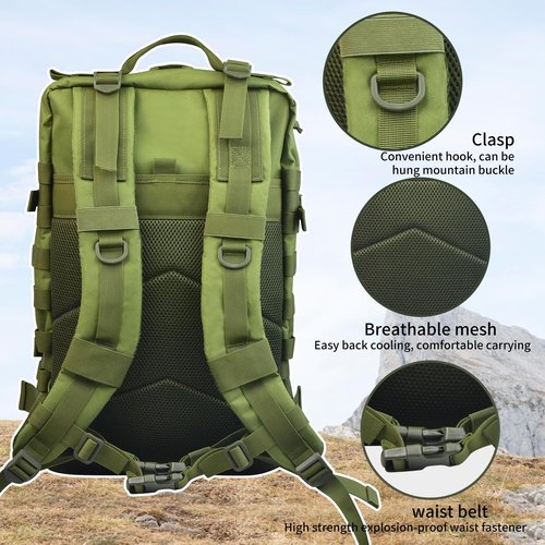 Tactical Backpack + First Aid Kit, Suitable For Camping, Mountaineering, Traveling, 47L Tactical Backpack For Men, Outdoor 3-Day Assault Military Backpack，Army, Hunting，Fishing Heavy Duty Backpack