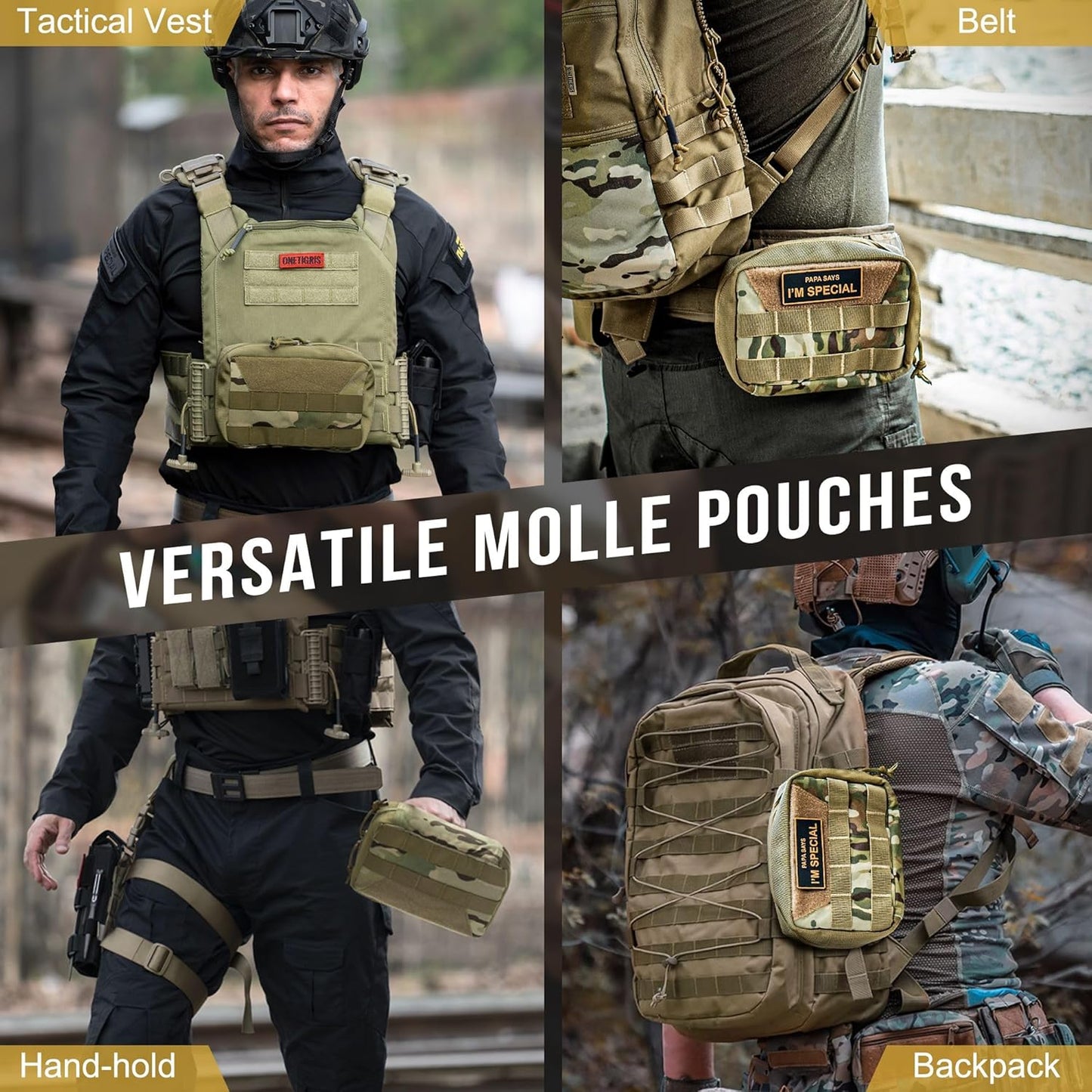 OneTigris Tactical Molle Pouches,Large Admin Pouch Utility Tool Pouch, Multi-Purpose Molle Accessories Waist Belt Pouch Bag 8" x 5" x 2.5"