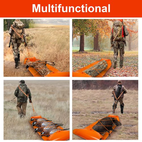 Vecacosic 1.2MM Thickened Deer Drag Sled Tear-Resistant Deer Dragging Sled Game Hauler for Hunting with Odocoileus virginianus Drag Harness and Handle, Save Effort Hunting Gear Accessories