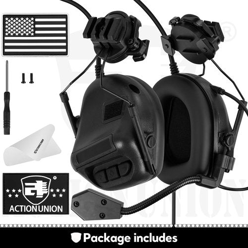 ACTIONUNION Tactical Headset for Airsoft Fast Helmet No Noise Reduction (Black)