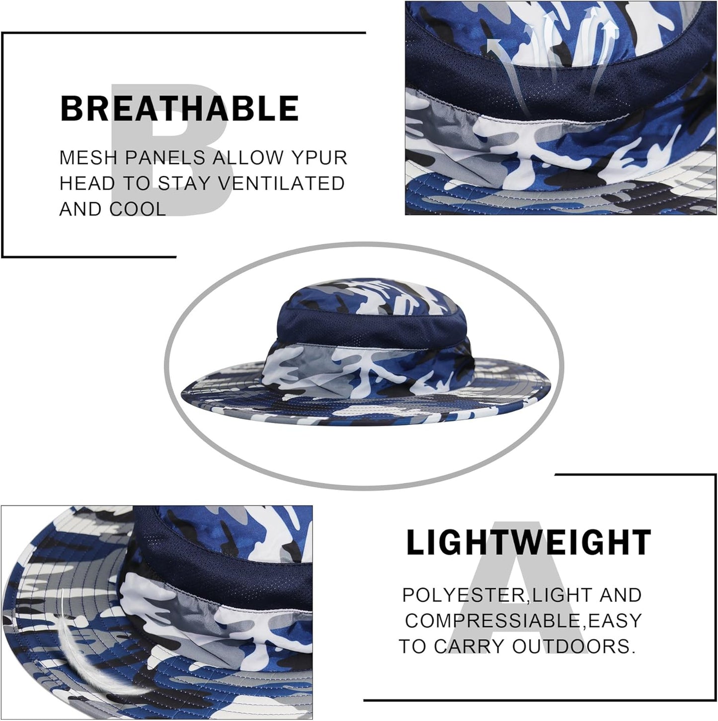 YR.Lover Outdoor UV Sun Protection Wide Brim Fishing Cap with Removable Flap