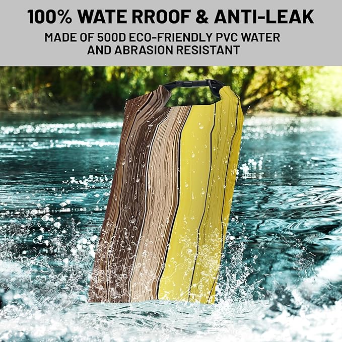 Waterproof Dry Bag,Roll Top Retro Rustic Barn Wood Small Waterproof Backpack 5L/10L/20L Floating and Lightweight Bags for Kayaking, Boating, Fishing, Swimming and Camping
