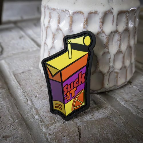 Suck It Juice Box - Parody PVC Morale Patch | Hook & Loop Backing