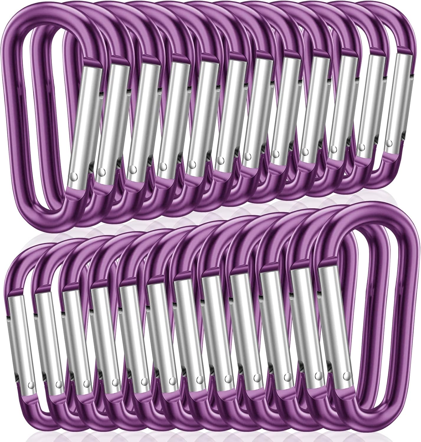 STURME 2" Aluminum D Ring Carabiners Clip D Shape Spring Loaded Gate Small Keychain Carabiner Clip Set Outdoor Camping Mini Lock Snap Hooks Spring Link Key Chain Durable Improved 24 PCS