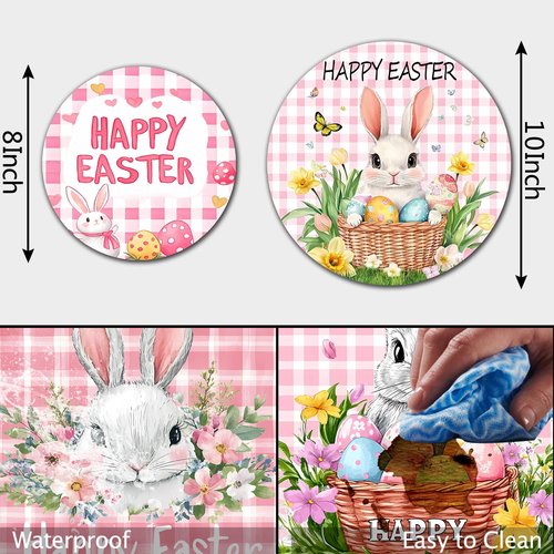 Happy Easter Day Art Stove Burner Covers Set of 4, Flowers,Butter Stove Top Covers for Gas Burners,Animal Rabbit Pattern Electric Stove,Gas Stove Burner Covers,Metal Stove Burner Cover Gift(Pink)