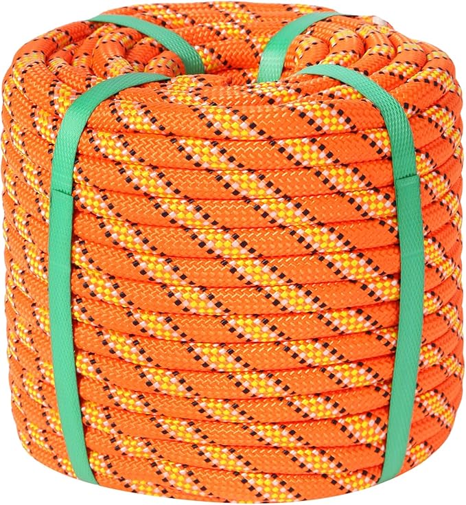 Arborist Rope Tree Rope Polyester Climbing Rope (1/2in x 200ft) 48 Strands for Pull Swing Knot (Orange)