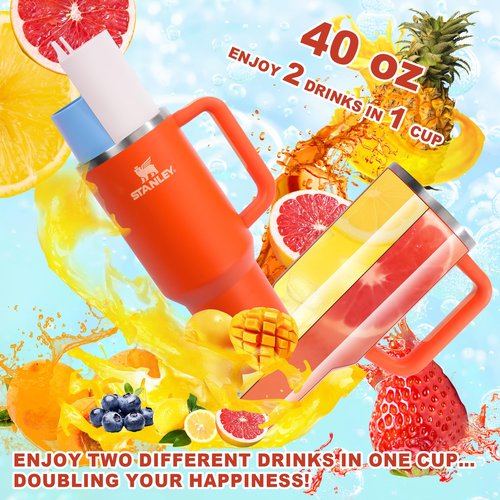 Stanley Cup 2-in-1 Drink Separator Silicone Liner for Stanley Cup 40 oz, Stanley Accessories, Classy Reusable Liner, Glitter Straw, Straw Cover Topper