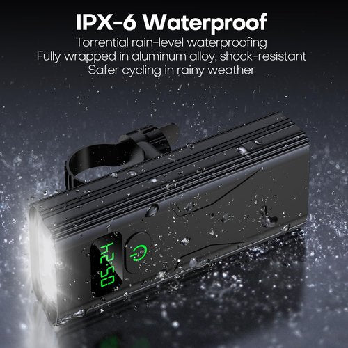 Roagoway Bike Lights for Night Riding, 6000 Lumens Bicycle Lights Front and Rear, IPX6 Waterproof, and All-Aluminum Construction. Suitable for Mountain, Country Roads, and City Riding