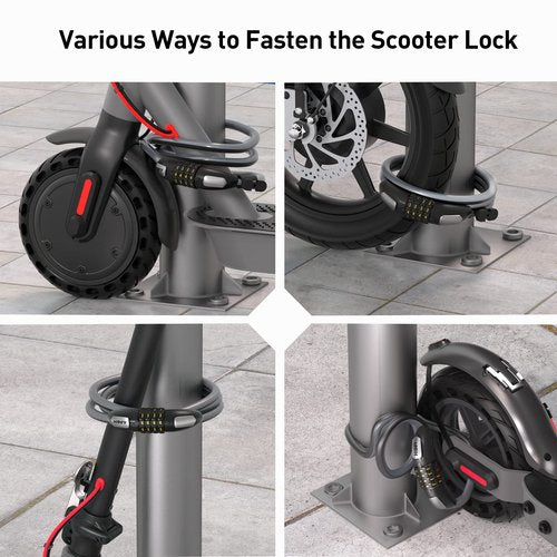 Hiboy Bike Lock, 3.3 Feet Bike Cable Locks, Resettable 4-Digit Combination Lock, Bike Locks Heavy Duty Anti Theft