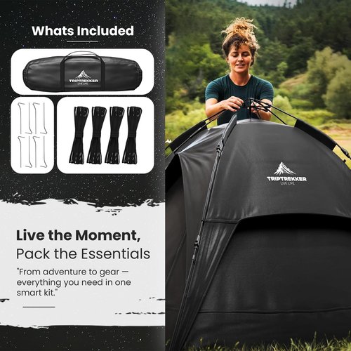 TripTrekker 3-4 Person Camping Tent | Pop Up Tent & Fully Waterproof Camping Tent | Backpacking Tent with Fly Screen & Portable Easy Set Up, Lightweight for Backpacking, Hiking Picnic