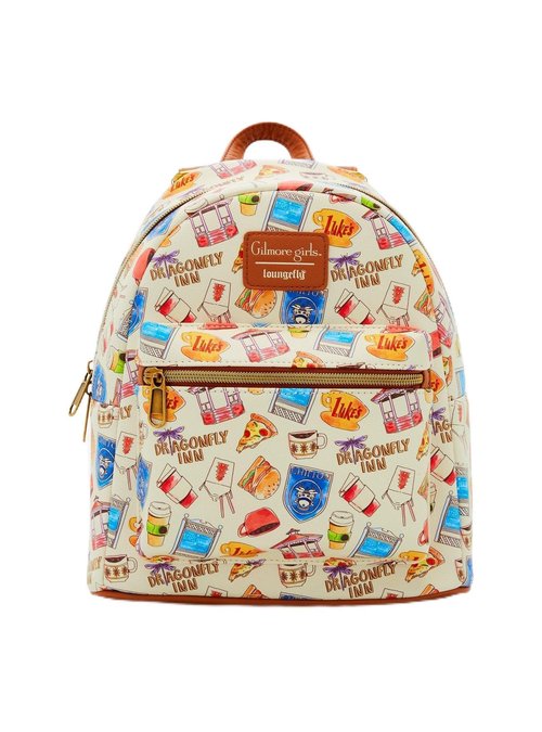 Hot Topic Loungefly Gilmore Girls Icons Mini Backpack – Coffee, Luke’s Diner Print